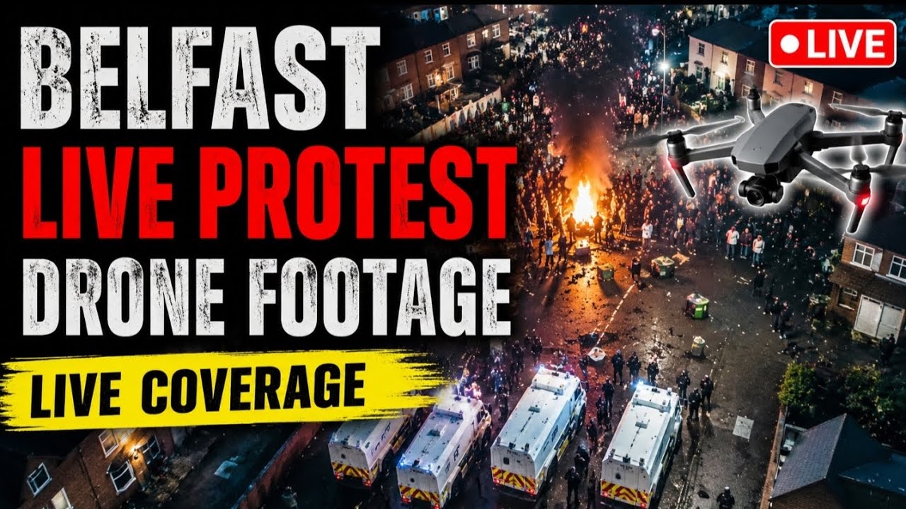 🚁 Belfast Protest Drone Footage Live 🇮🇪 