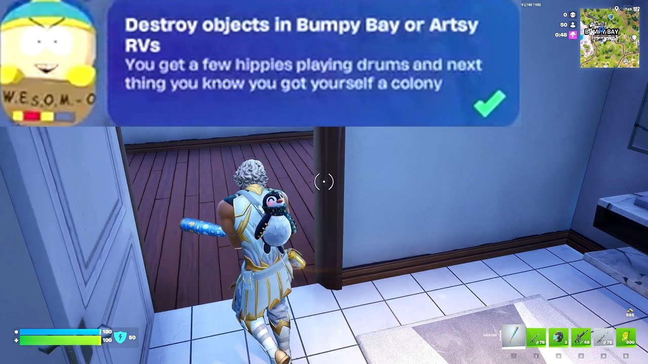 Destroy objects in Bumpy Bay or Artsy RVs Fortnite