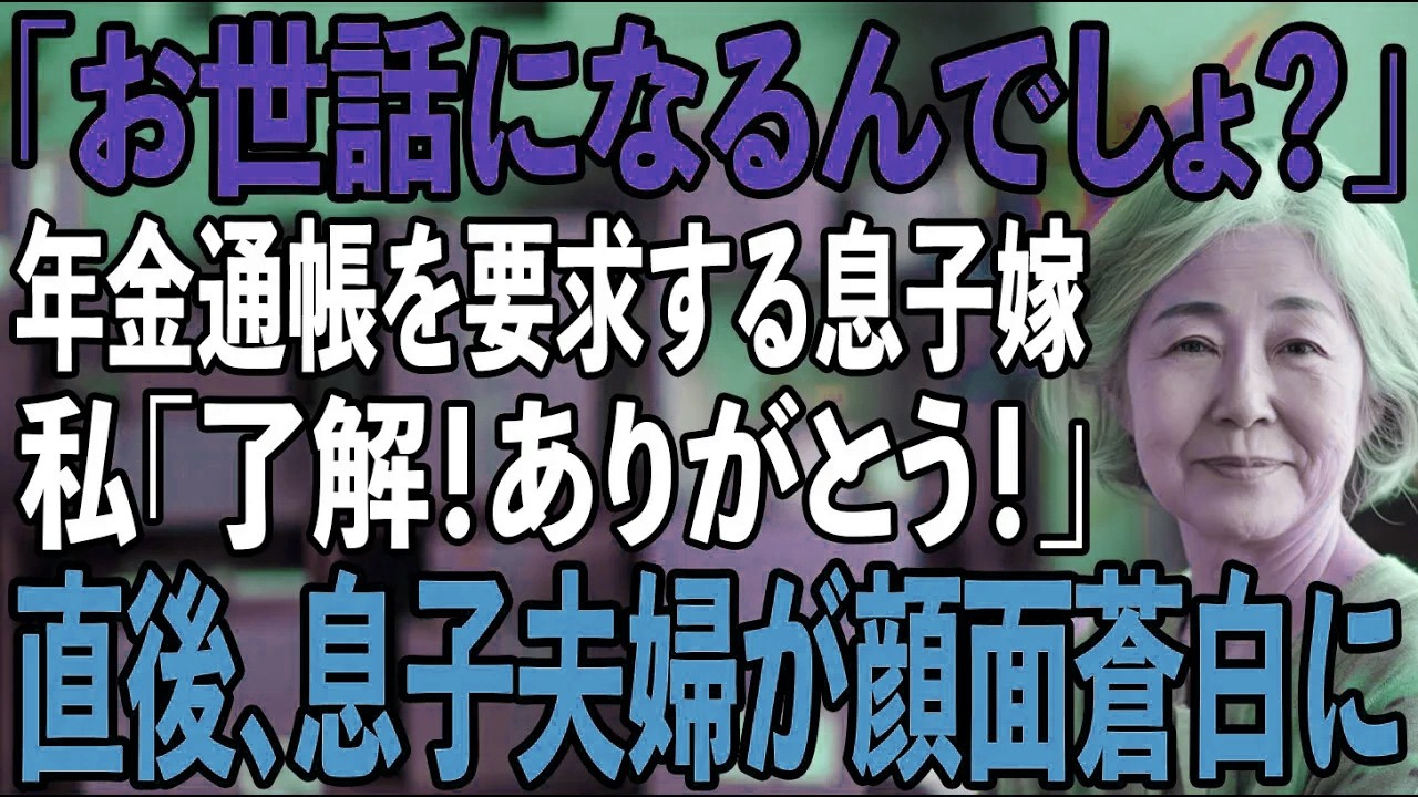 同居初日から私の年金通帳を要求する息子嫁「お世話になるんでしょ？」と笑った瞬間、私がした予想外の行動で息子夫婦は顔面蒼白に...【シニアライフ】【60代以上の方へ】