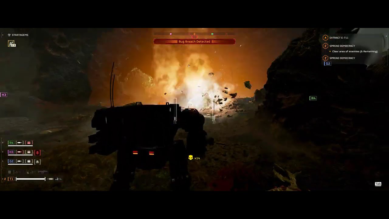 Brutal cave dive (Extract E-711 mission) - Speargun/2x Emancipator/Warp Pack - Bug Super Helldive