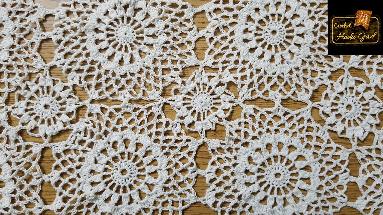 ارخص و اسرع مفرش كروشية ببكرة خيط واحدة  سهل جدا (ترابيزة\سفرة) | Crocet Hoda Gad
