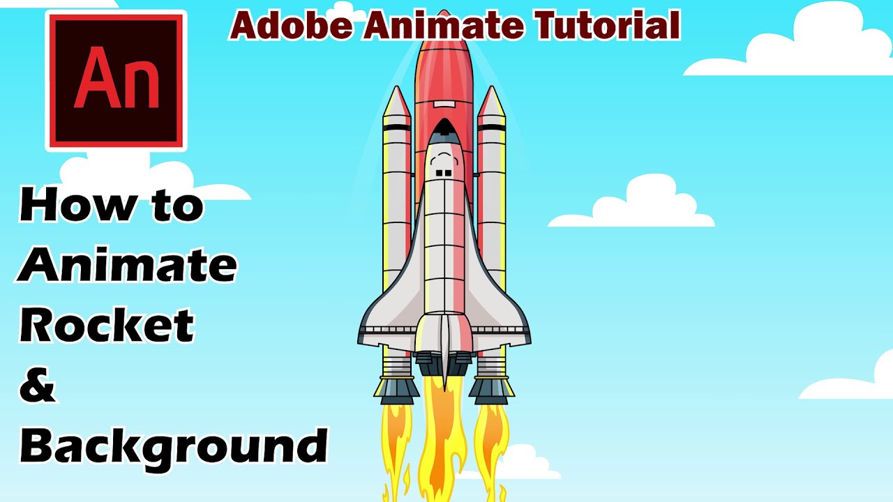 How to Create Rocket Animation in Adobe Animate, Adobe Animate Tutorial,  Rocket Animation Tutorial