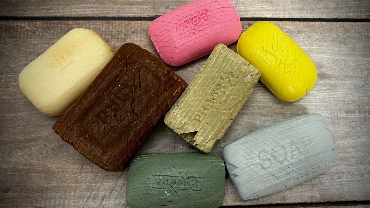 ASMR soap/ Dry soap cutting 💛🩷🤎🤍🩵/ Резка сухого мыла/ Кубики на мыле 