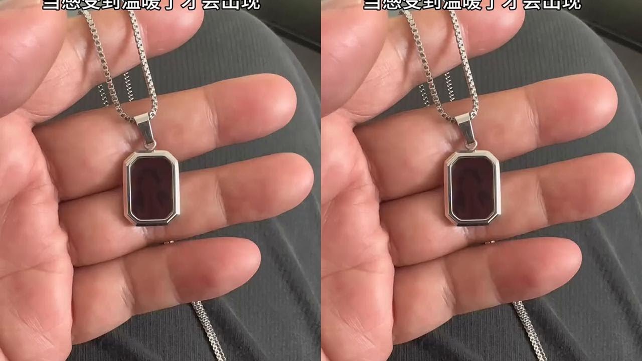 当感受到温暖了才会出现 #感温变色项链 #长方形吊坠 #照片定制