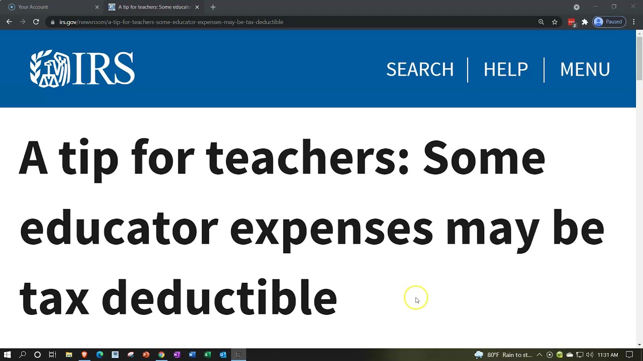 Tax Tip- A tip for teachers: Some educator expenses may be tax deductible