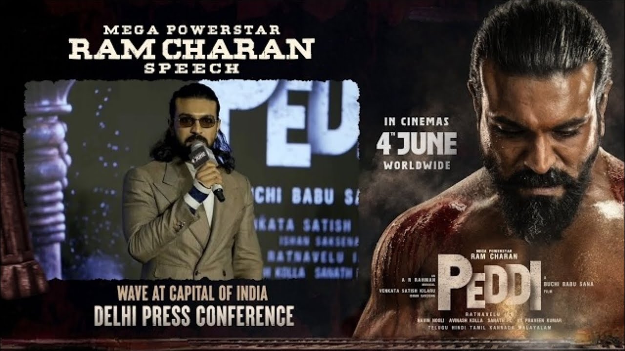 Ram Charan Speech | PEDDI Delhi Press Conference | Janhvi Kapoor | Manasa Entertainment