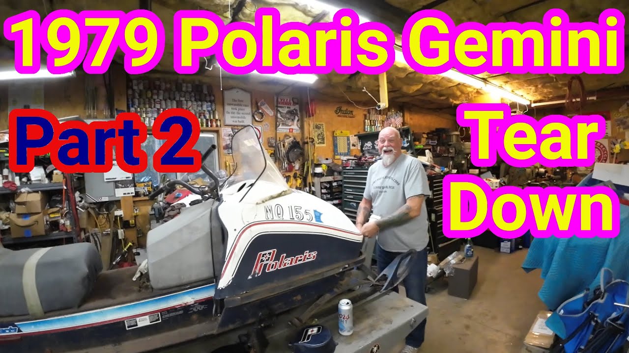 Polaris Gemini One Lung Racer Part 2. Tear Down. Vintage Snowmobile single cylinder racing.