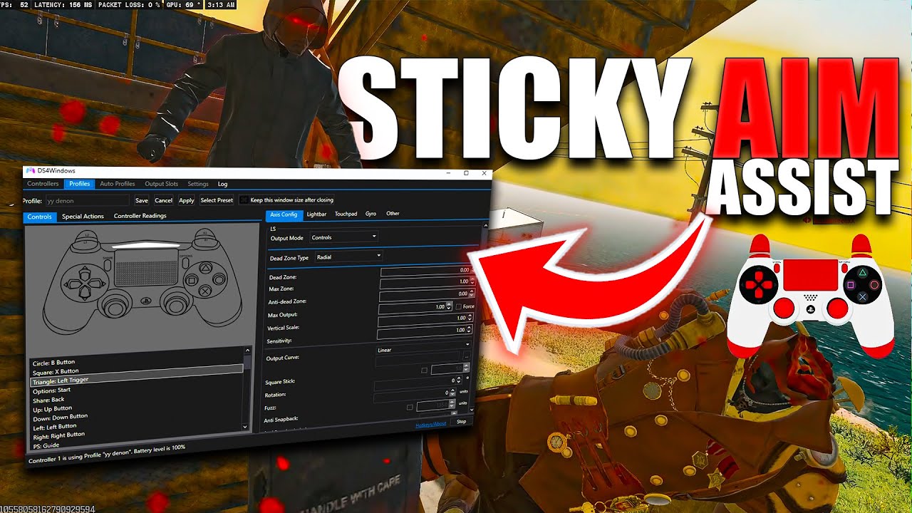 DS4 Windows BEST Settings for STICKY AIM (ZERO Delay + INSANE Aim Assist!)
