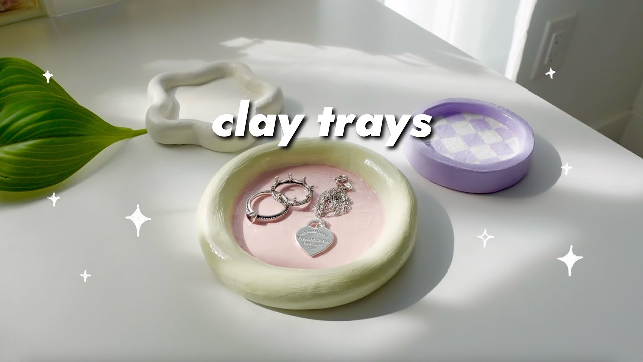 making air dry clay trays ⭐️ (flower, checkered, diy)