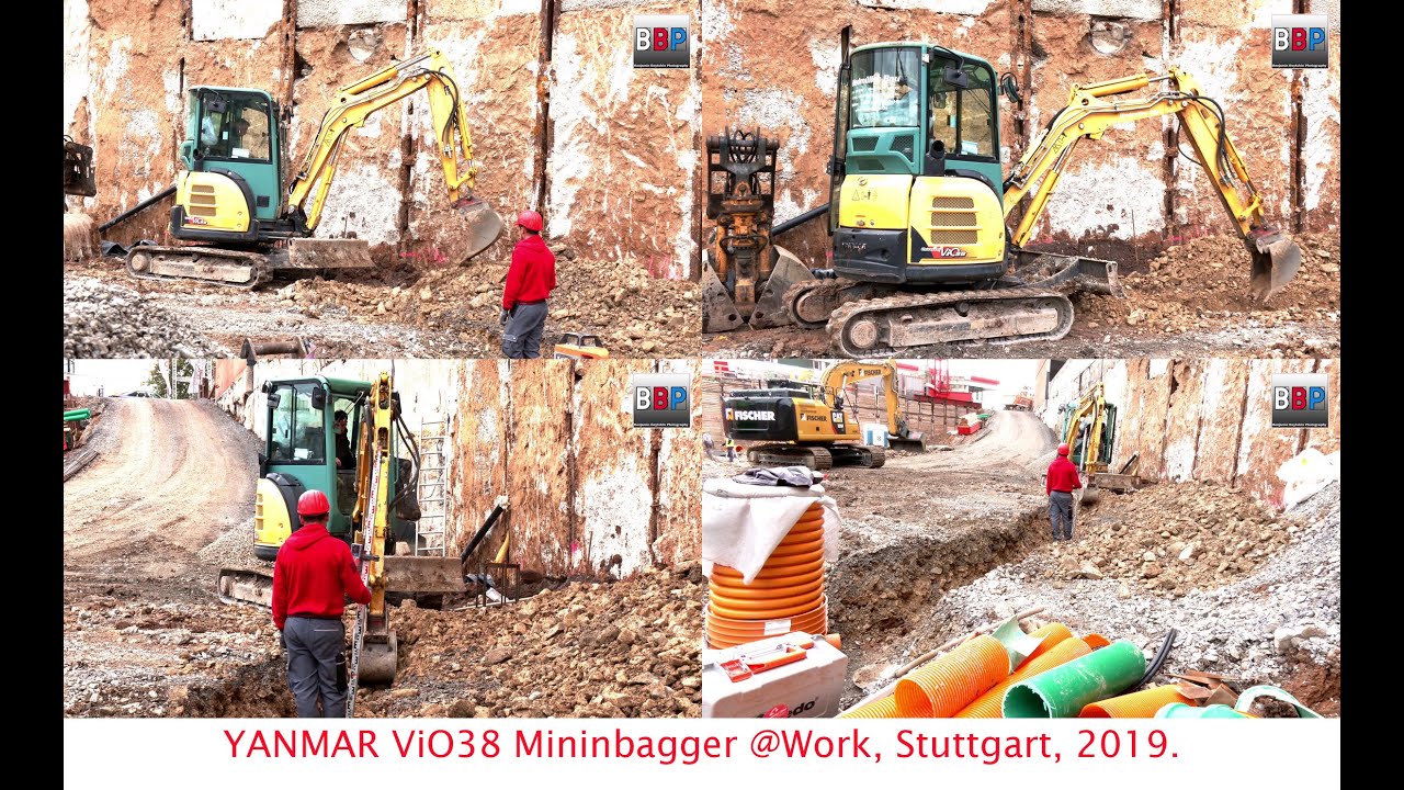 YANMAR ViO38 Bagger / Excavator @Work - Entwässerungsdrainage / Digging a Trench , Germany, 2019.