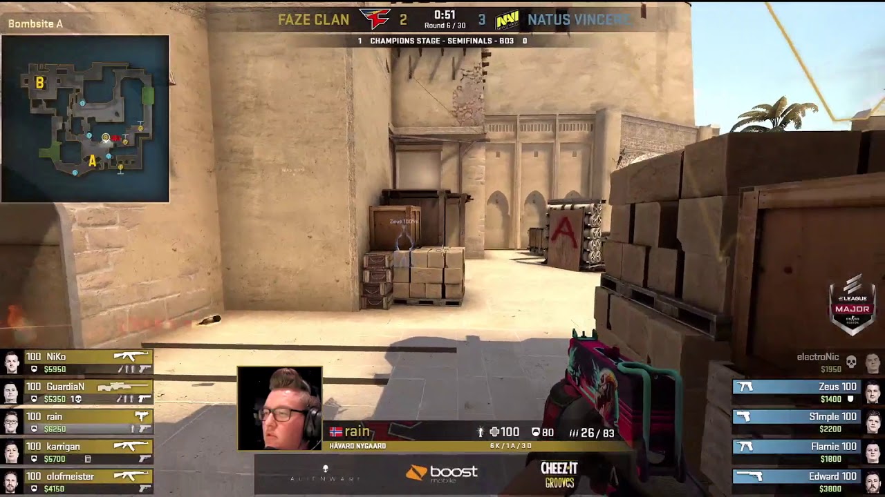 NaVi Zeus 4k Eco Clutch with Insane Footwork (vs FaZe Map2 Mirage ELEAGUE Major 2018 Semi-Final)