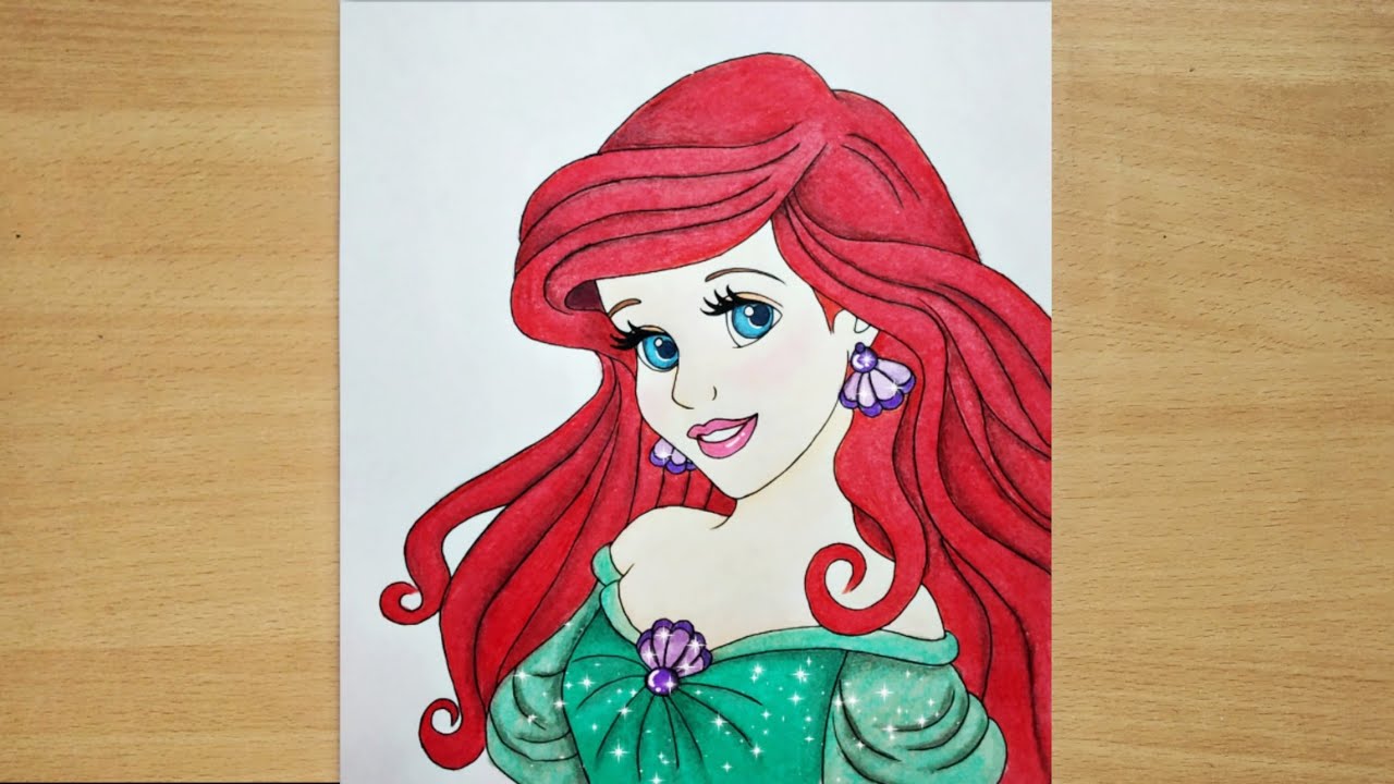 How to draw a Disney's Mermaid Princess - Ariel || step by step || very easy