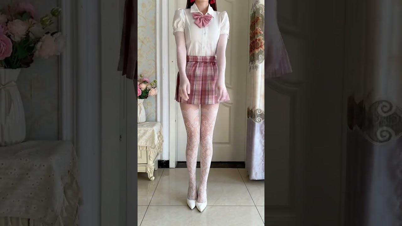 #JK#White stockings# Short skirt