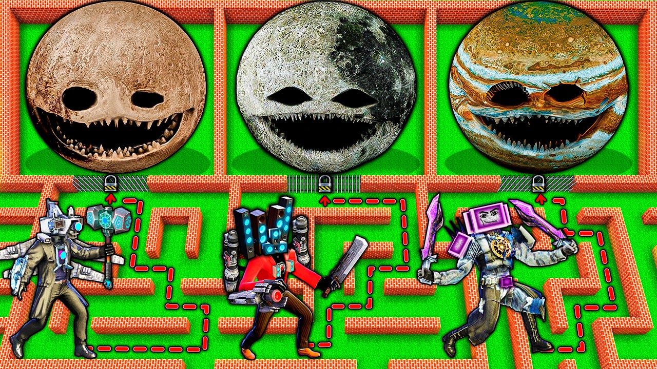 CHOOSE the RIGHT PLANET in MOON WAKES UP vs TV MAN TITAN in SURVIVAL MAZE in MINECRAFT animation