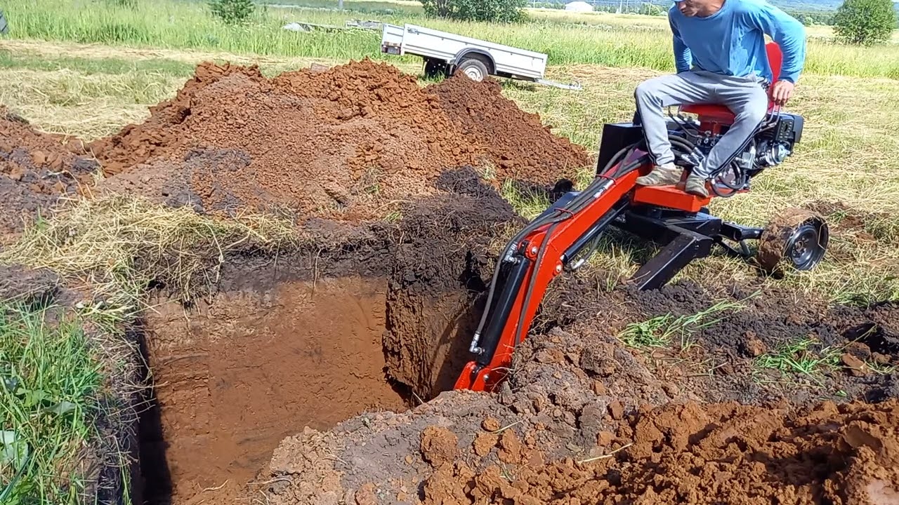 Испытание самодельного мини экскаватора