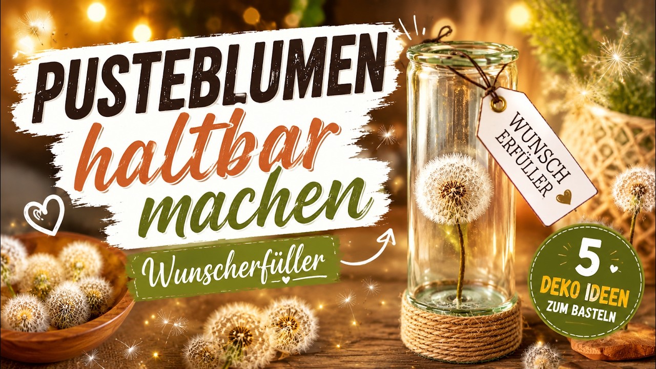 Pusteblumen haltbar machen | 5 Deko Ideen zum Basteln | Wunscherfüller | Löwenzahn - Einfallspinsel