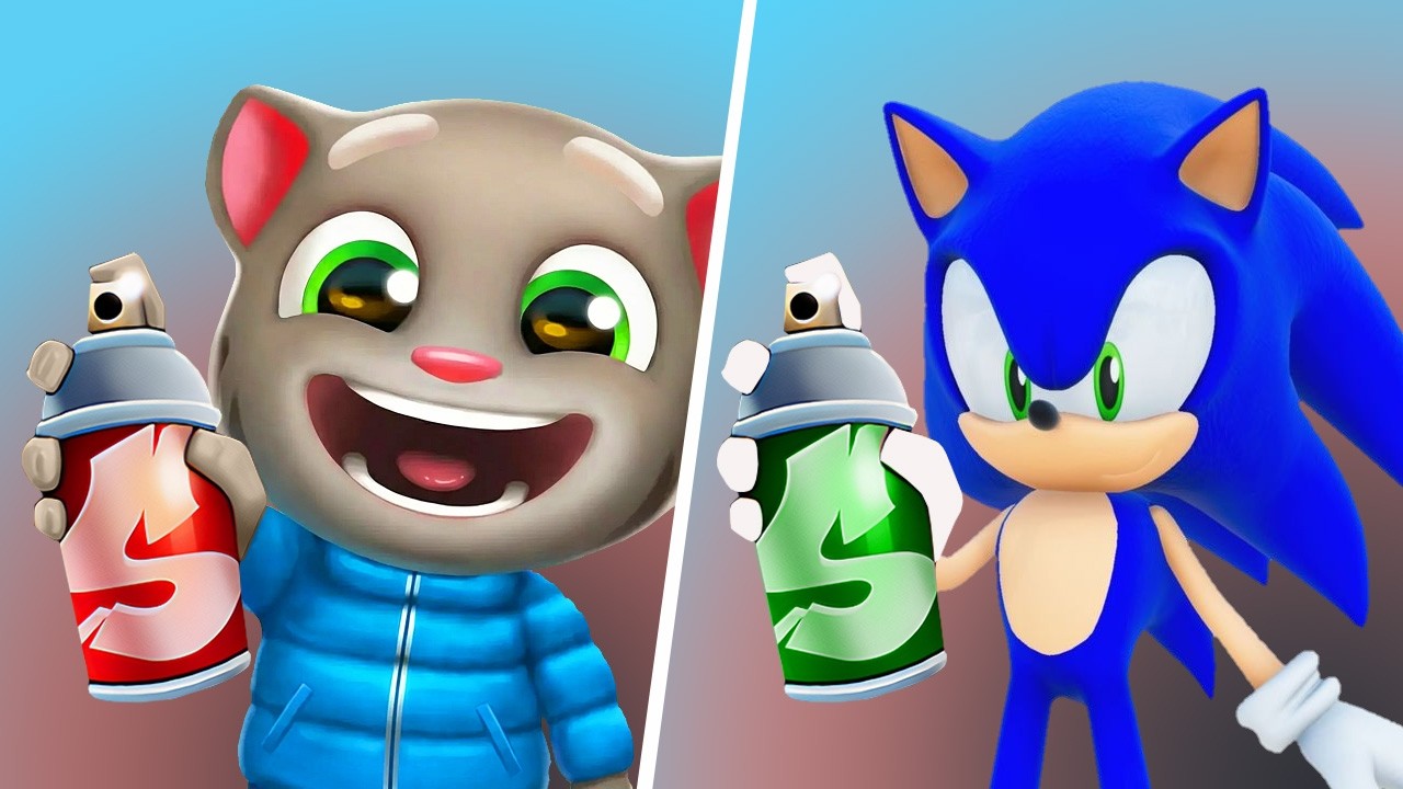 Talking Tom Gold Run VS Sonic The Hedgehog Surf - Tom Gold Run New Update, Talking Tom Cat Gameplay