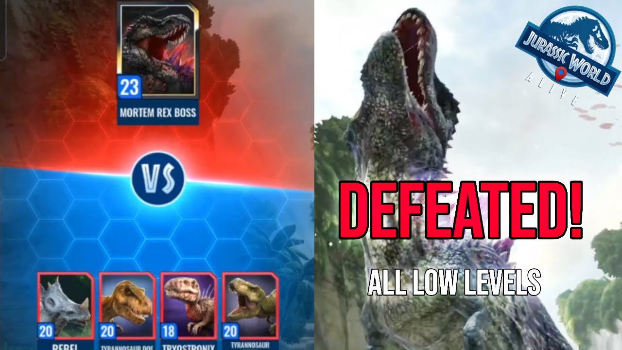 Beating the Mortem Rex Boss with LOW LEVEL Creatures | Jurassic World Alive Isle of Trials