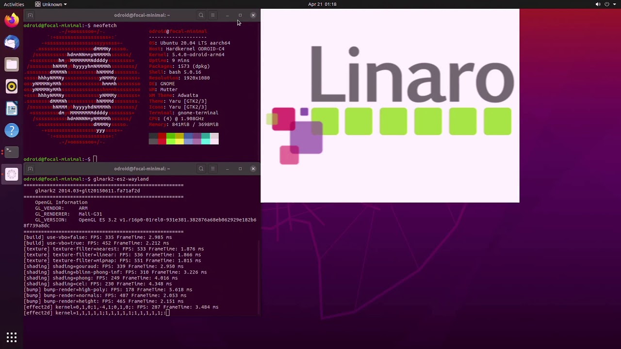 ODROID-C4 Ubuntu 20.04 + Kernel 5.4 + Wayland + FireFox + WebGL