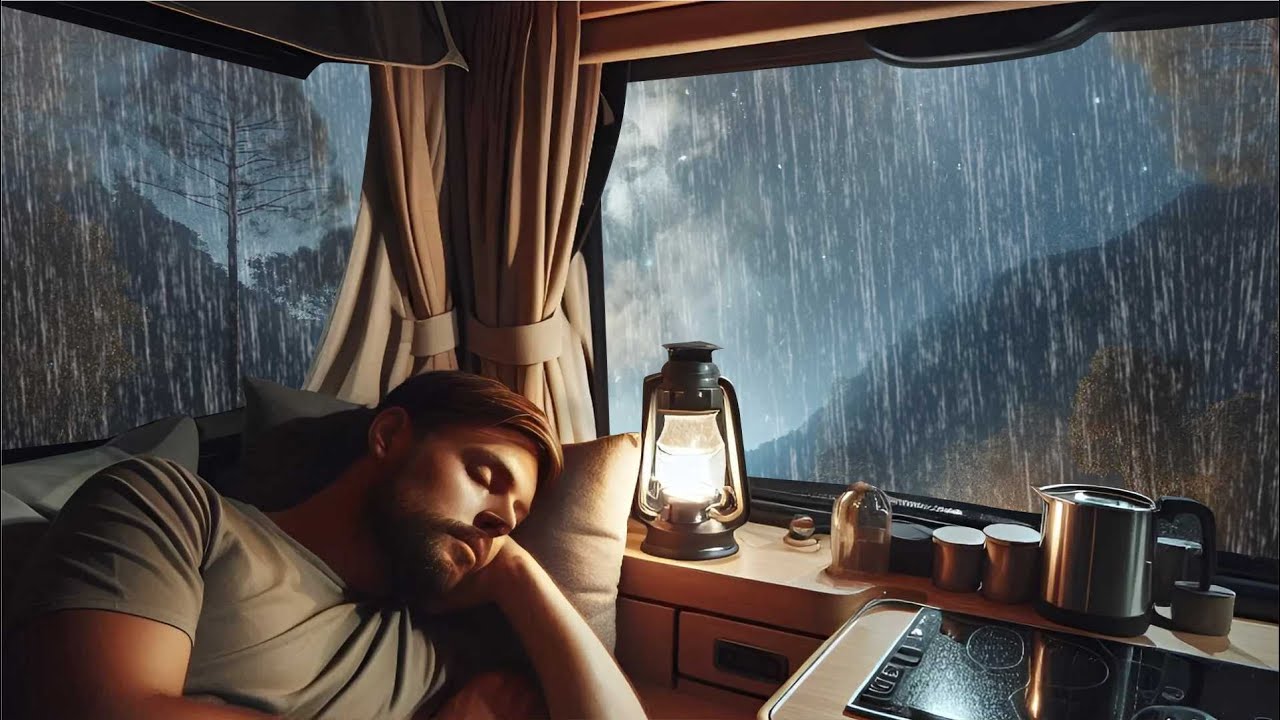 Relaxing Car Camping In Rain Storm ASMR | Natural Sounds