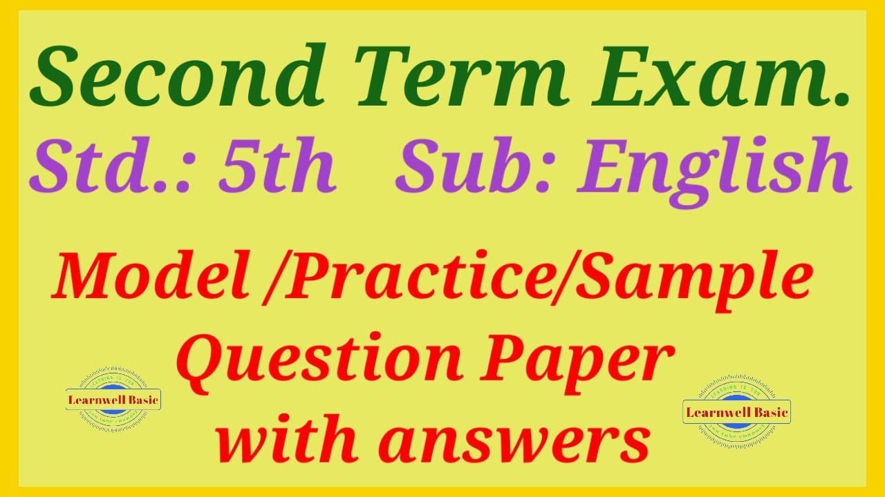 Class 5th English Second Term Exam model Question Paper with answers