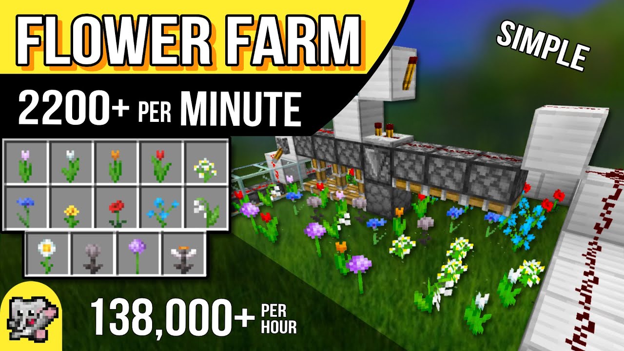 FAST Flower Farm | Easy Dye | Minecraft Farm Tutorial | BEDROCK MCPE XBOX PS SWITCH