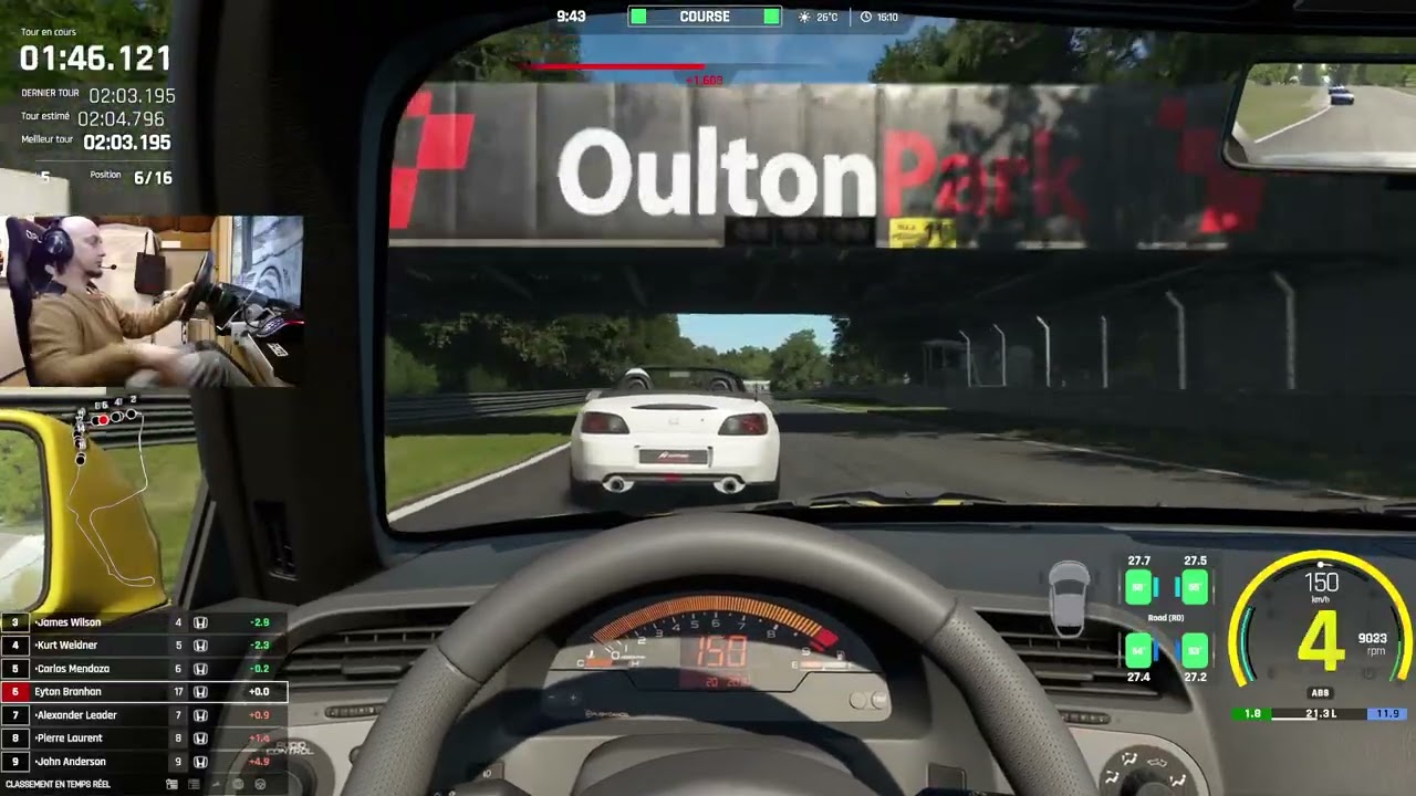 de 16ème à 1er sur le Circuit d'Oulton Park en Honda S2000 AP1 - Assetto Corsa EVO