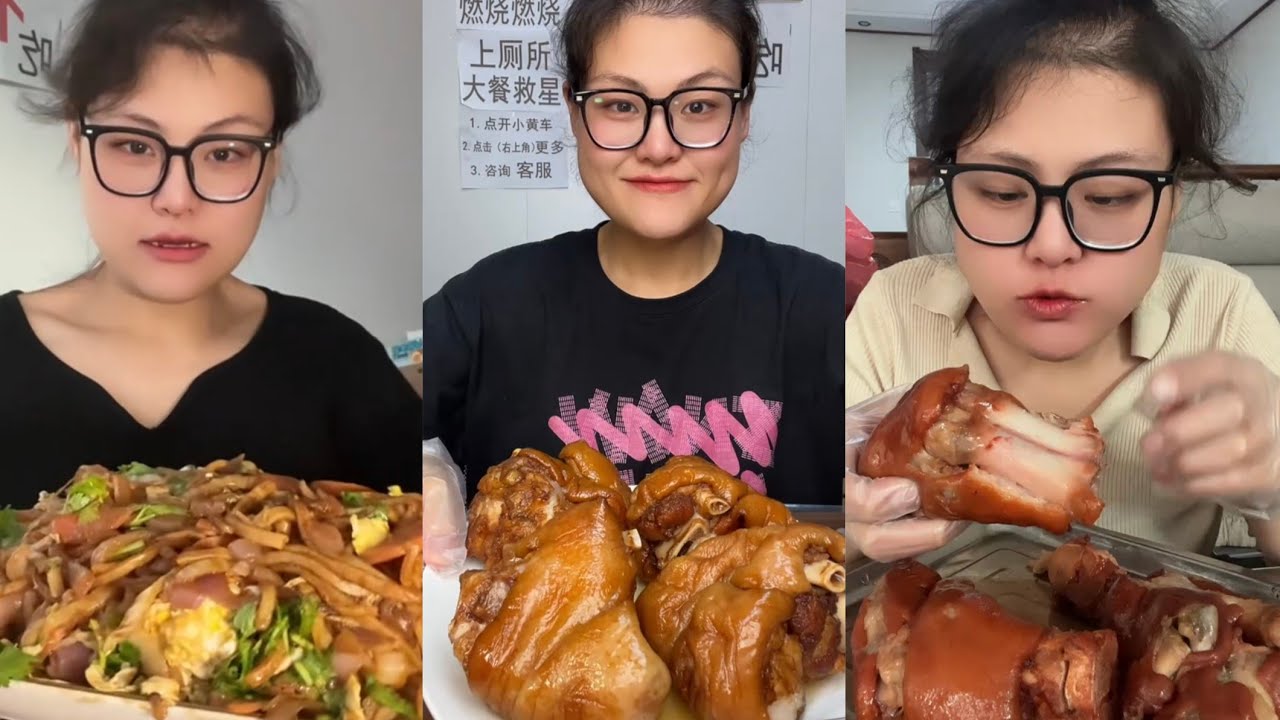 Yummy /Eating Challenges 🤤 Pork belly Spicy noodles 🍜😋 fired chicken 🍗#eatingshow #delicious #eat 
