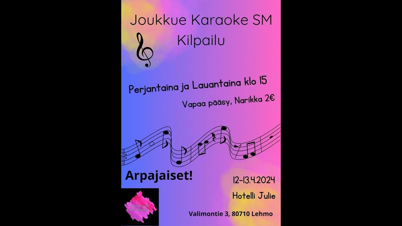 Joukkue karaoke Sm kilpailu Joensuu Perjantai