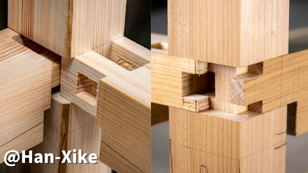 【榫卯結構】三根木材連接的方法#木工DIY教學#榫卯結構#木結構