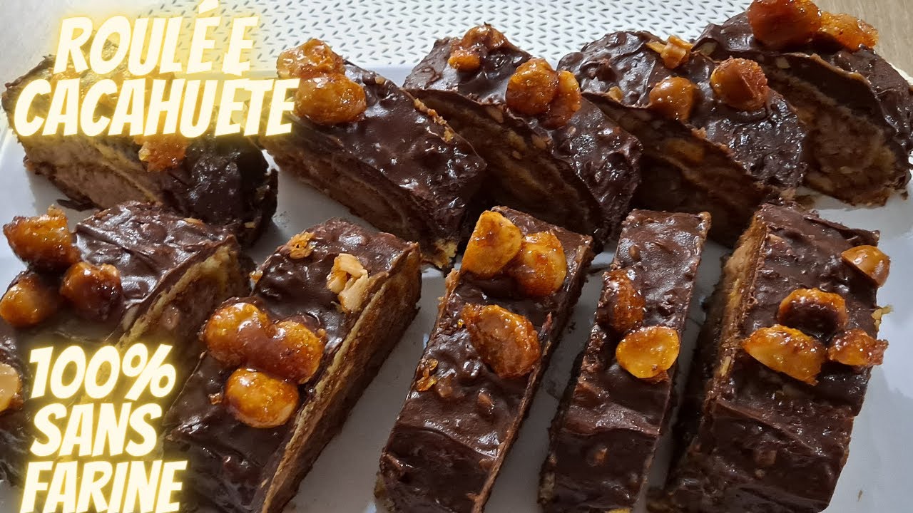 Gâteaux  roulée chocolat 🍫cacahuètes 100%  sans farine  قطو الشوكولا والفول السوداني بدون فارينة