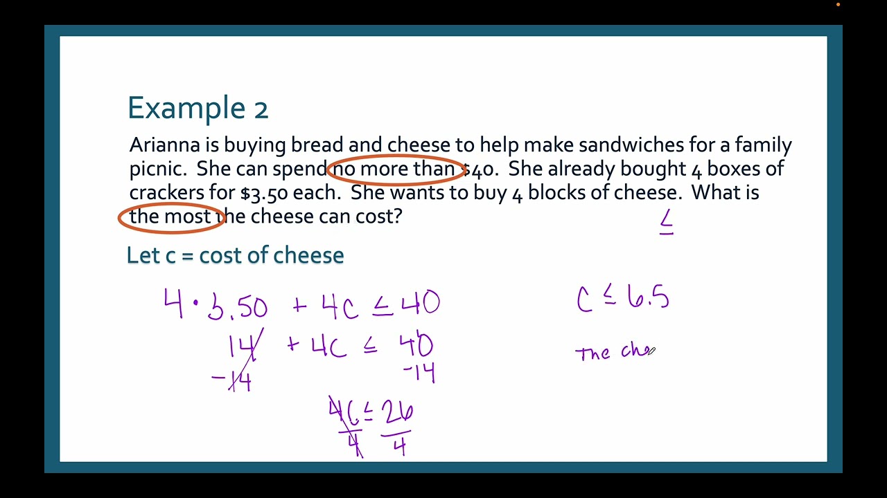 8.7 - 8.8 Solving Inequalities (Word Problems - Part 2)