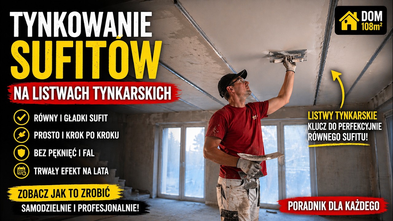 🔴EP.56 Tynkowanie sufitów na listwach.