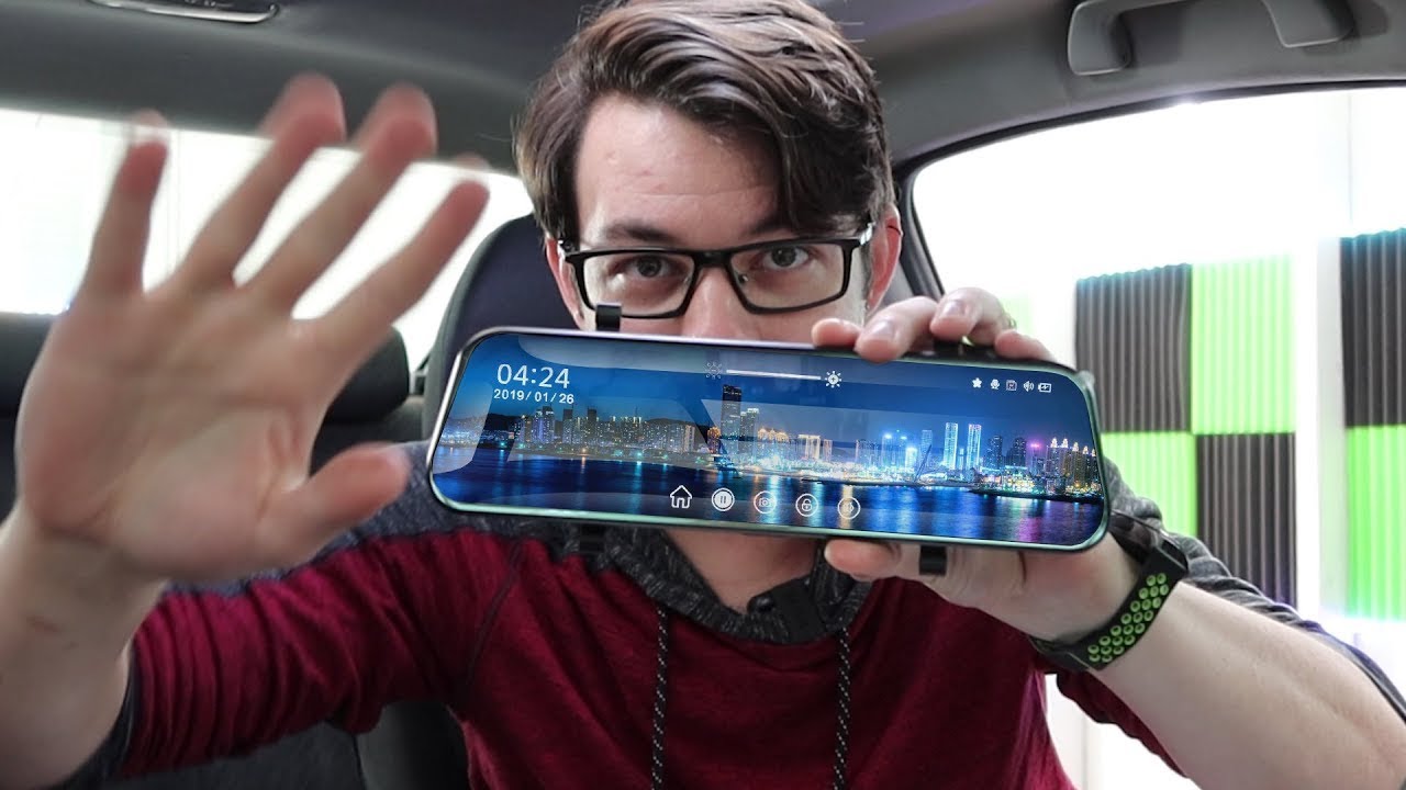 Revisão Do Espelho Retrovisor Na Câmera Do Carro Dvr Dual Dash Cam