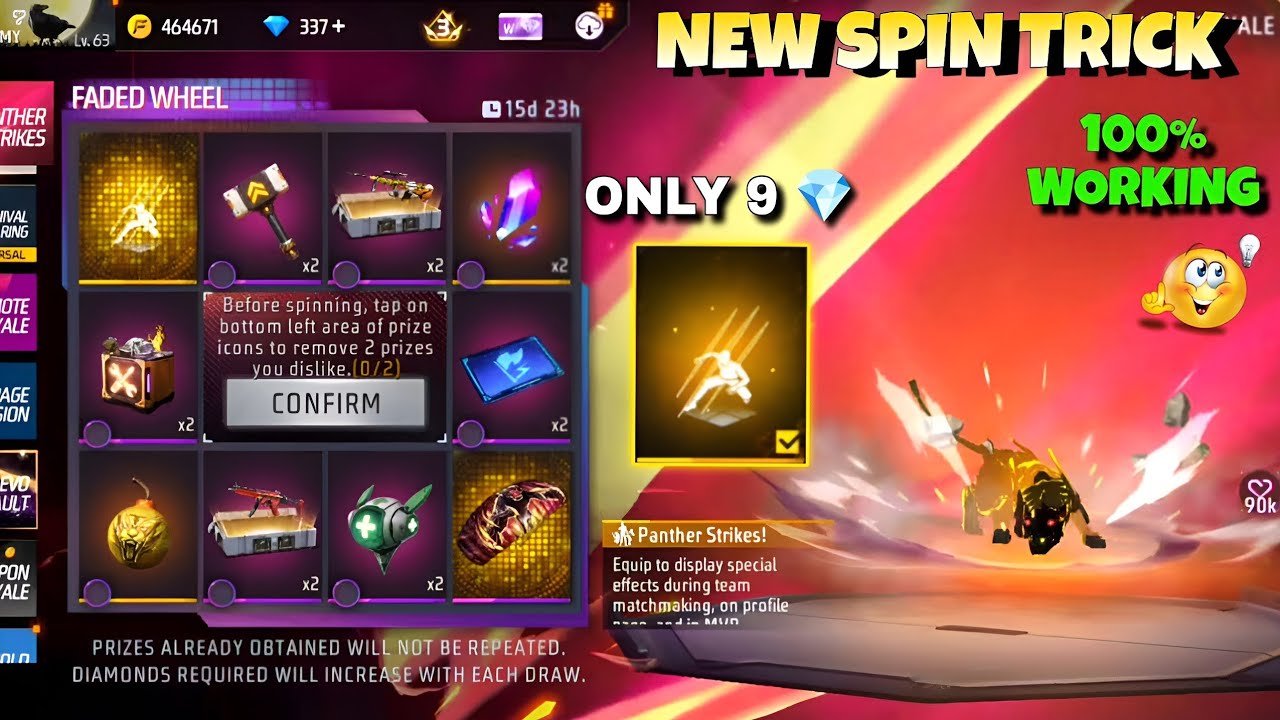 New Panther Strikes Arrival Animation Spin Trick 🤯 | New Faded Wheel Event| ff new event today