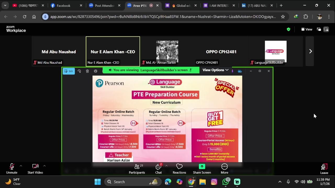 PTE Free class