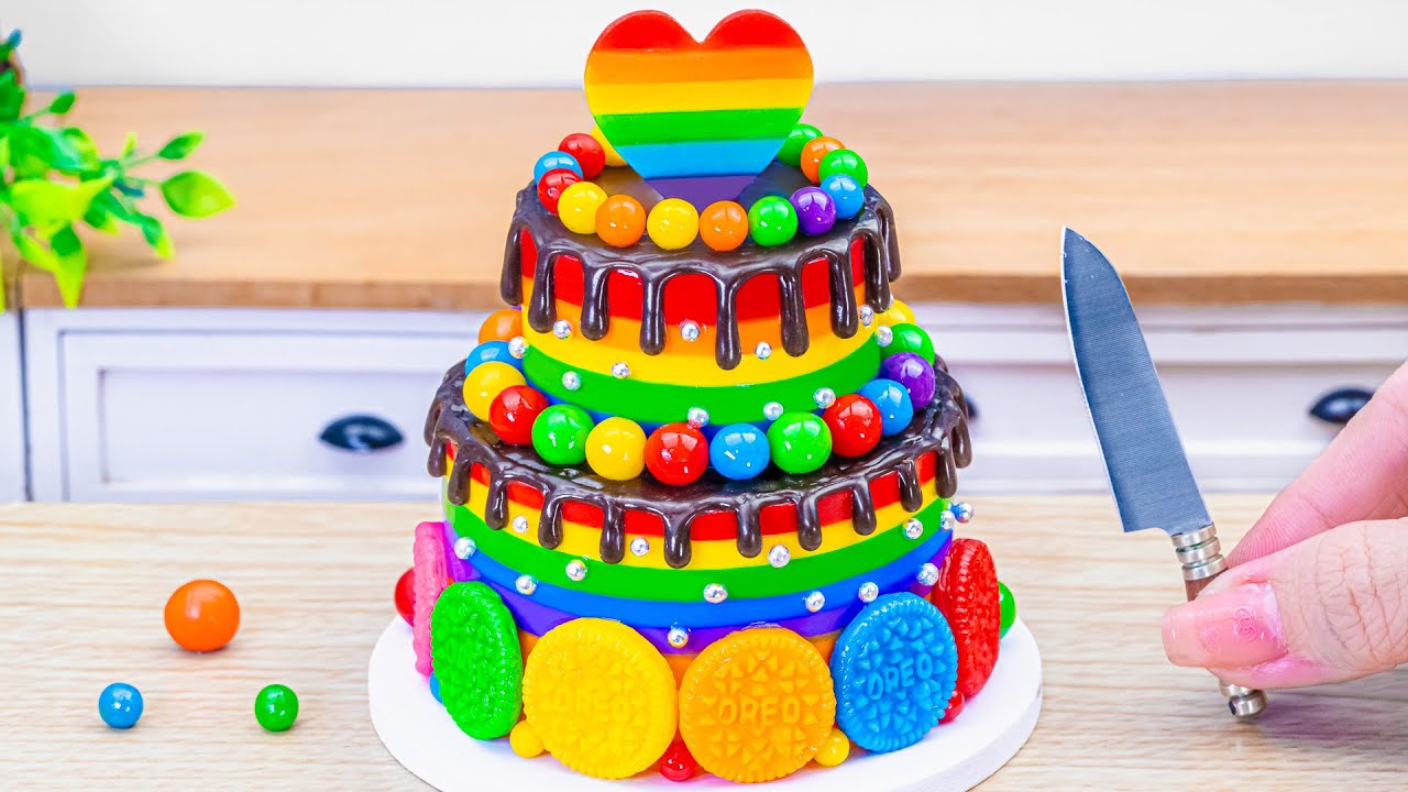 Mini Rainbow Oreo Cake Recipe 🌈 Satisfying Mini Cake Decorating and DIY