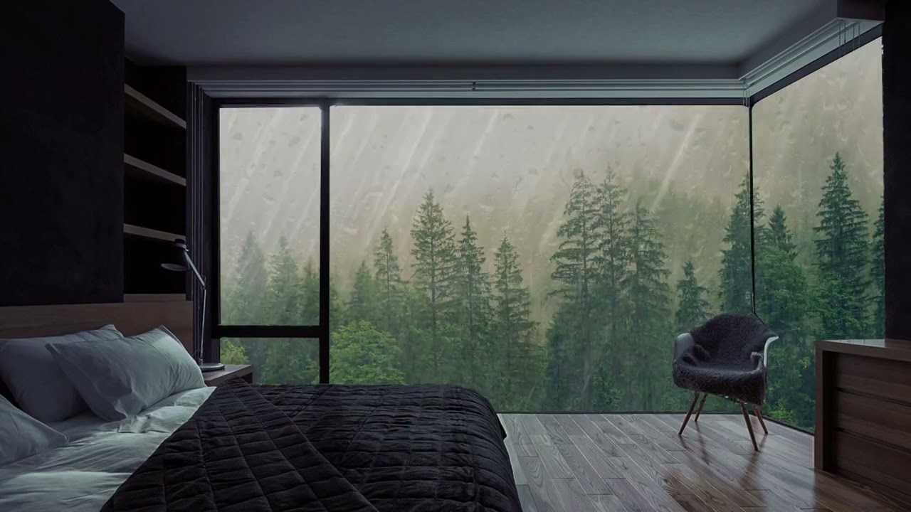 Durma profundamente neste quarto aconchegante ao som de chuva e trovoadas