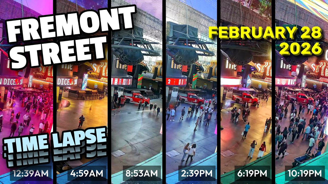 24 Hours On Fremont Street (Time Lapse) In Downtown LAS VEGAS - February 28, 2026