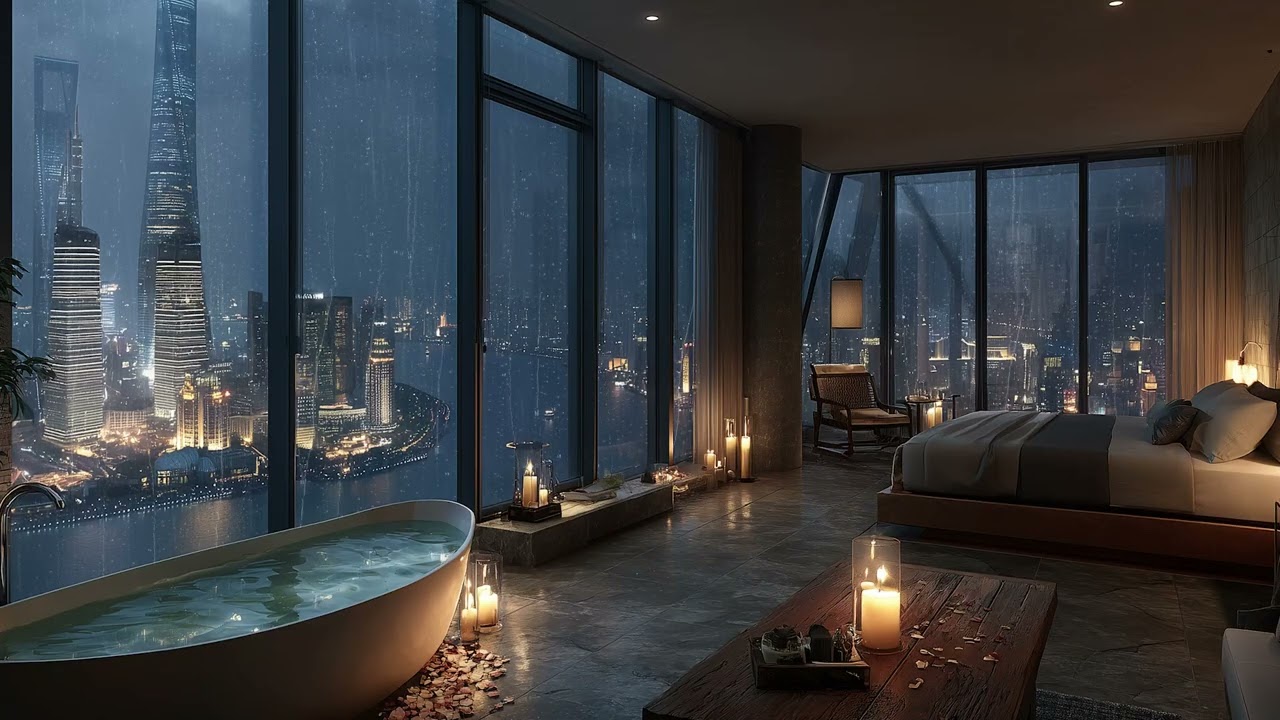 Rainy Apartment Lounge Jazz 🌙 Smooth Piano Ambience for Quiet Night Vibes