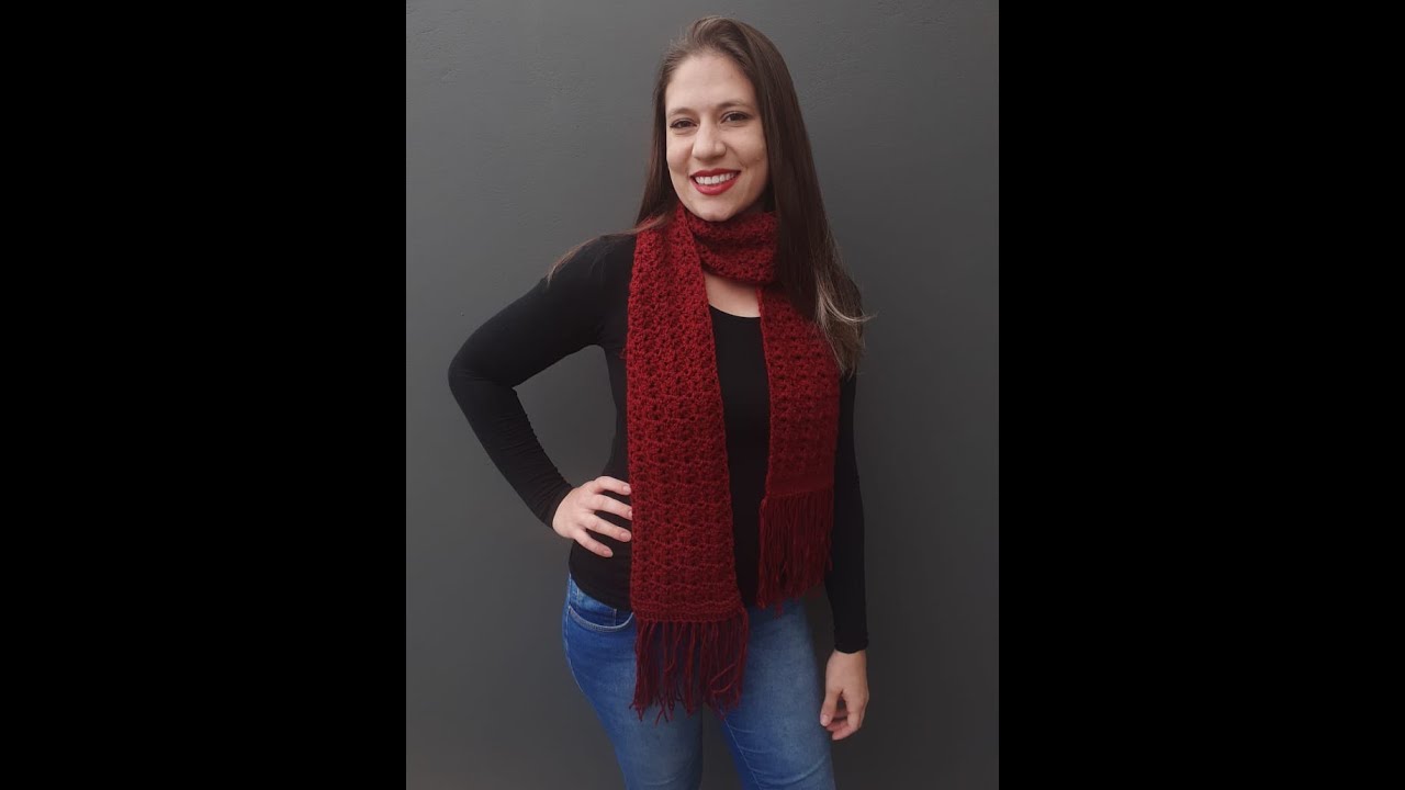 Cachecol charme em crochê