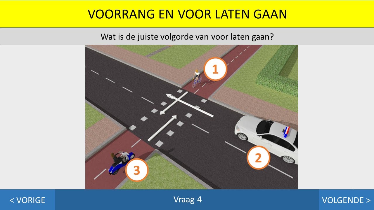 Voorrang en voor laten gaan - Inzichtvragen - Autotheorie - Motortheorie- Scootertheorie