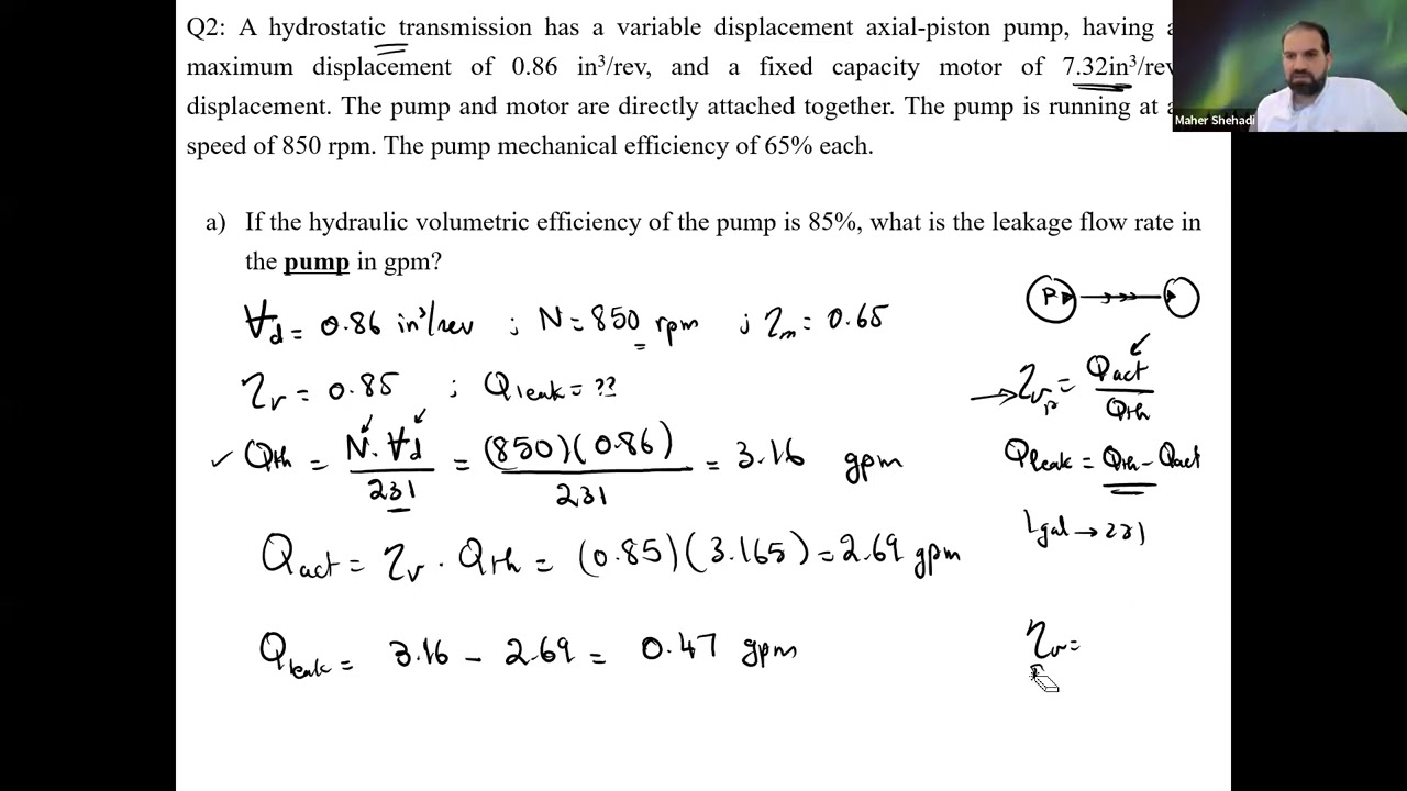 Pump performance calculation and analysis - Hydrostatic Transmission pumps