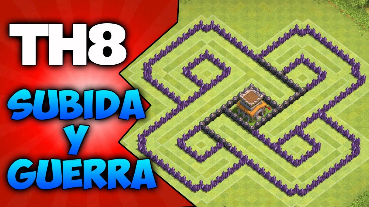 Diseño de Aldea con Ayuntamiento nivel 8 para guerra
