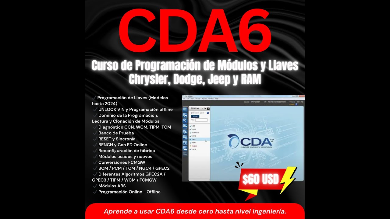 Curso CDA6 Programaci&oacute;n de M&oacute;dulos y Llaves en Chrysler FCA - Preview