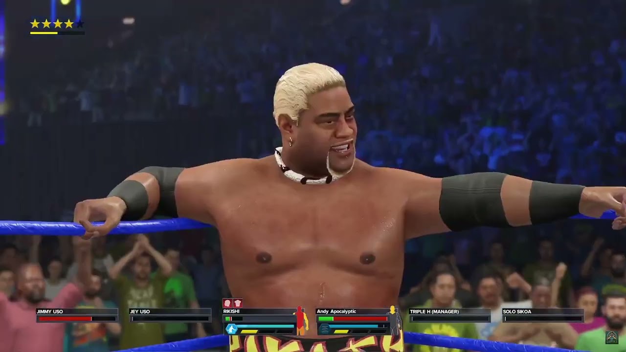 RIKISHI HITS A STINK FACE ON ANDY APOCALYPTIC