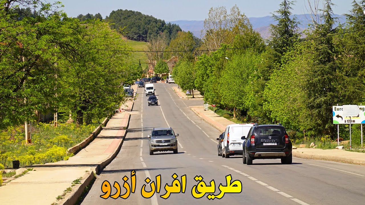 الطريق من افران الى ازرو في فصل الربيع road in morocco from ifrane to azrou