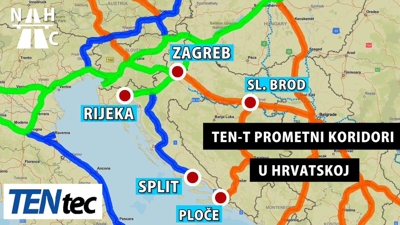 TEN-T prometni koridori koji prolaze kroz Hrvatsku
