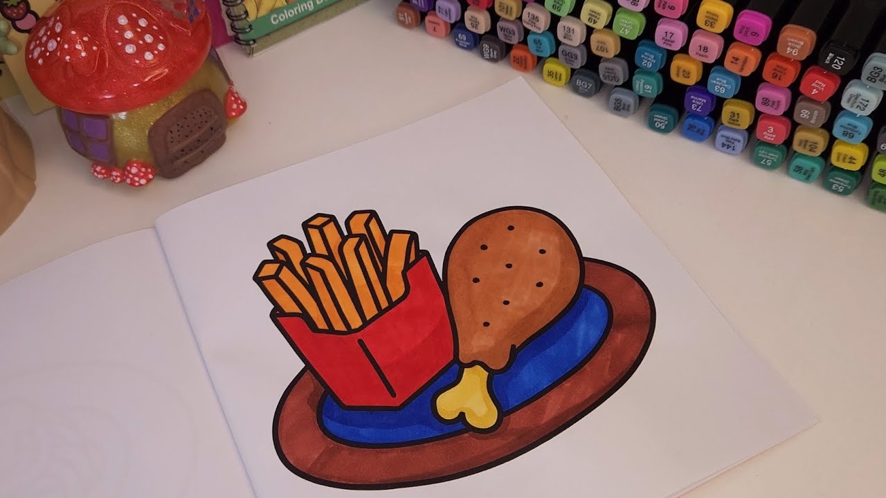 ASMR Colouring Book 🍟🍗🍽