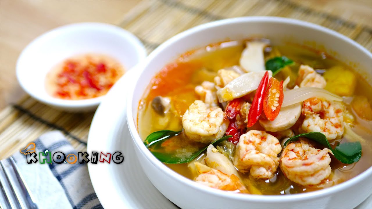 តុំយុាំគង់ (តុំយុាំបង្គា)ពិសេស- Tumyum Kong Cooking Recipe - [Khooking]